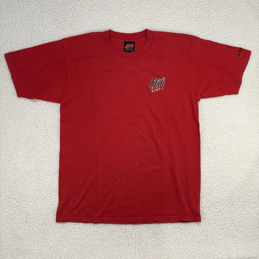 Vtg Elvis Presley's Memphis TN T-shirt Mens L 126 Beale Street Red USA Graceland